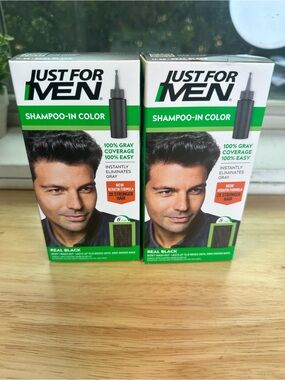 Just for men Shampoo-In Color Hair Color - Real Black two boxes